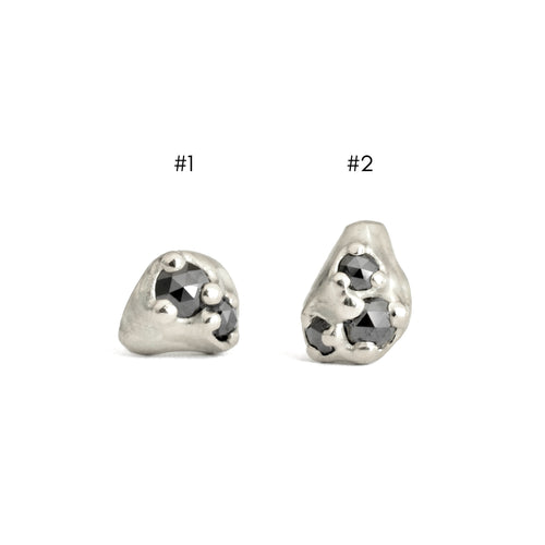Sterling Silver Tideworn Black Diamond Cluster Earrings - SINGLES