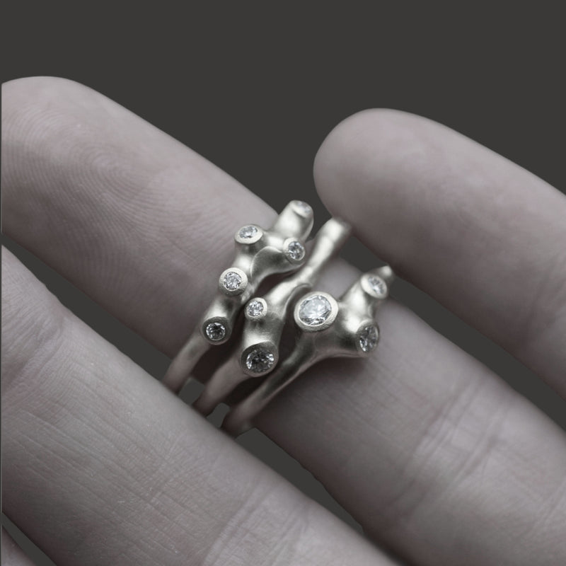 Sterling Silver Barnacle Ring Stack #3