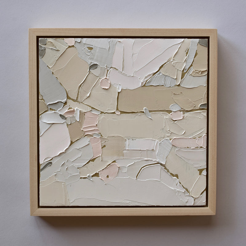 Aerial 2. Textural Mixed Media Painting in a Maple Frame. Ninos Studio.