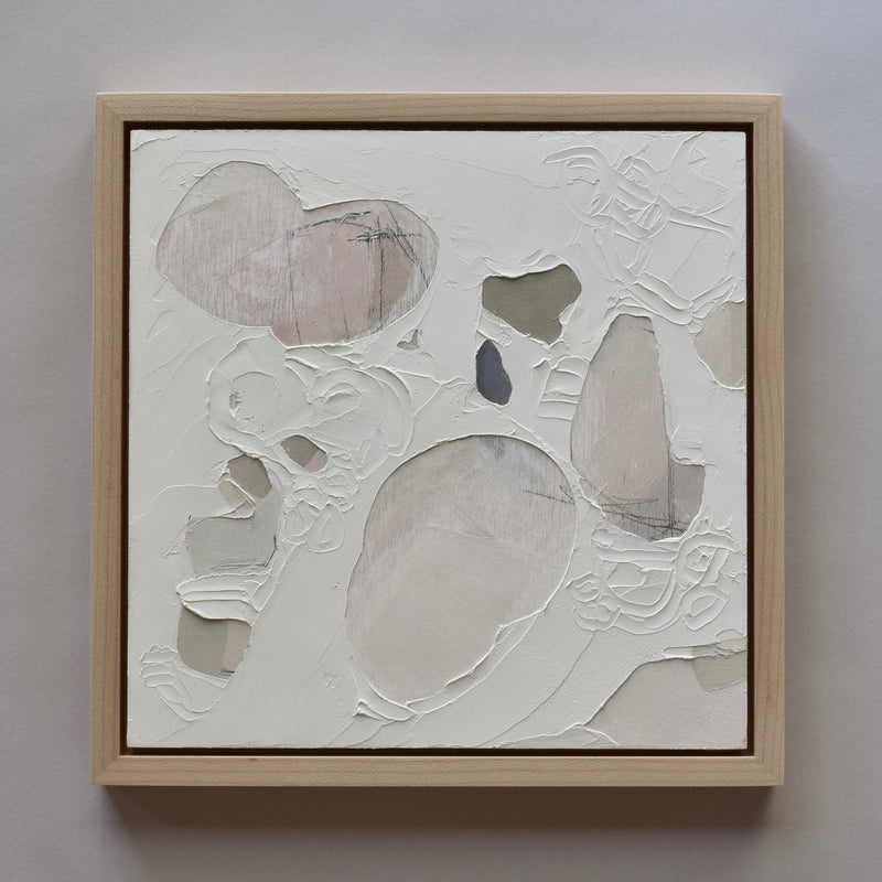 Mixed Media Abstract Small Painting, 8x8 inches, $250.00. Ninos Studio. Mixed Media on panel in a maple frame.