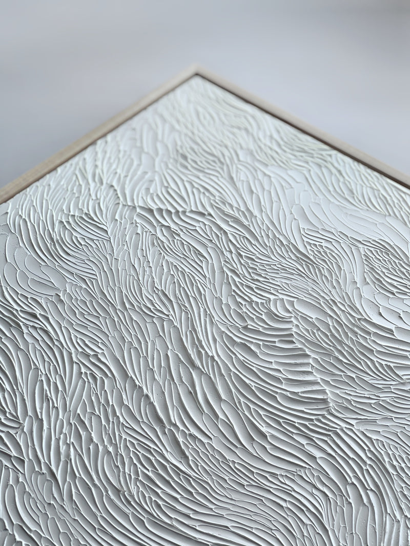 Ninos Studio, White Textured Abstract Art, Current Series Painting.