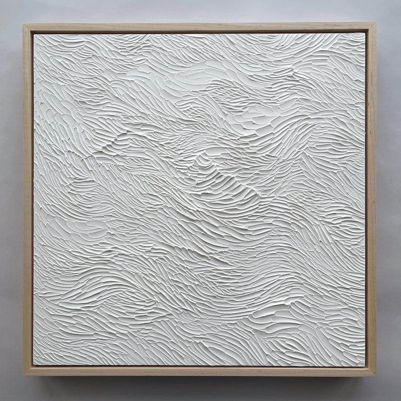 Ninos Studio, White Textured Abstract Art, Current Series Painting.