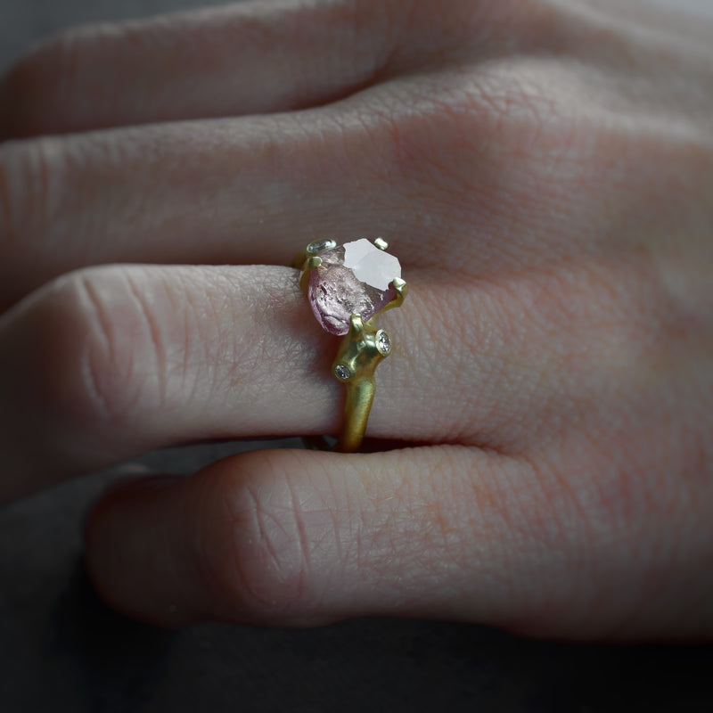 Pink Garnet Rough Luxe Ring