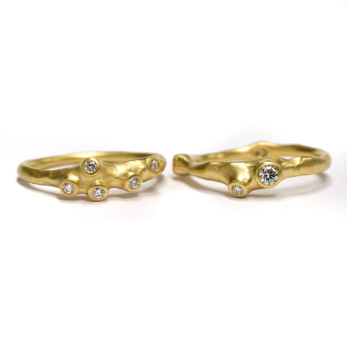 Barnacle Ring Stack by Johnny Ninos of Ninos Studio. Gold Stacking Rings.