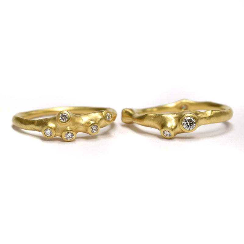 Barnacle Ring Stack by Johnny Ninos of Ninos Studio. Gold Stacking Rings.