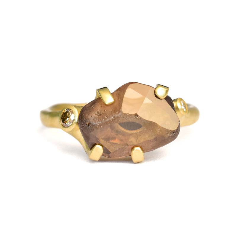 Brown Zircon Rough Luxe Ring
