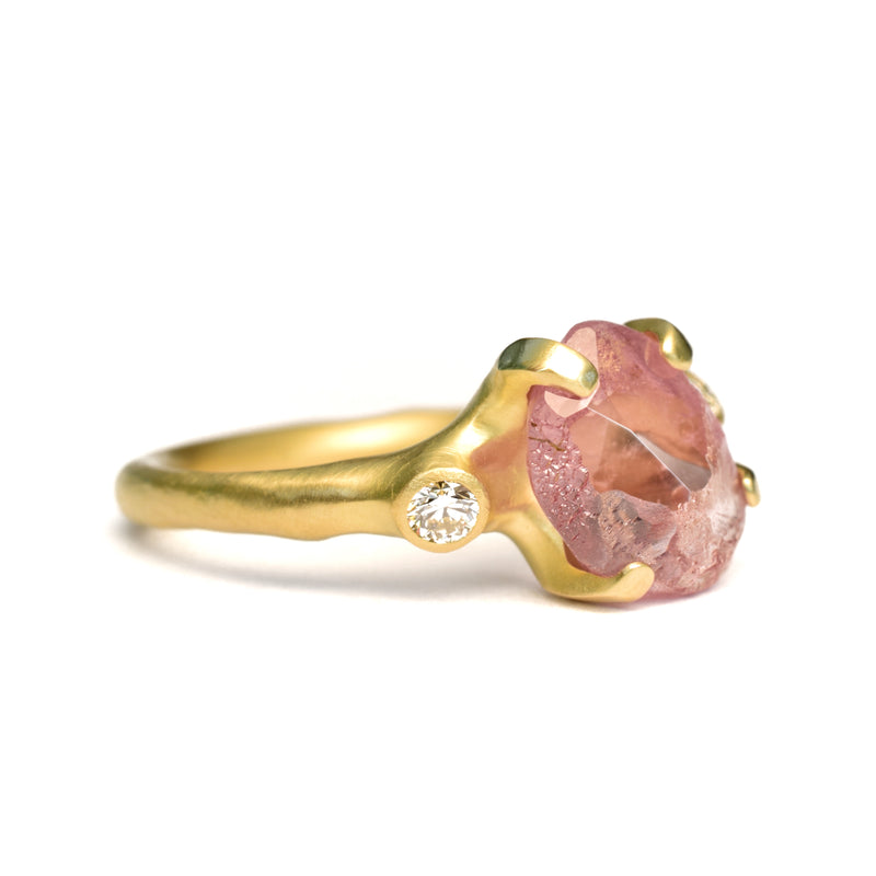 Pink Garnet Rough Luxe Ring