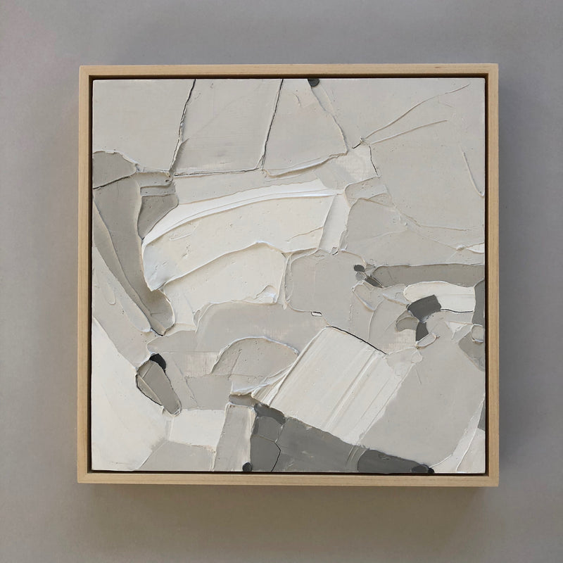 Textural Neutral Abstract Painting, 10x10 inches, Minimal Modern Design, Ninos Studio.
