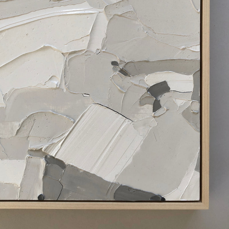 Textural Neutral Abstract Painting, 10x10 inches, Minimal Modern Design, Ninos Studio.