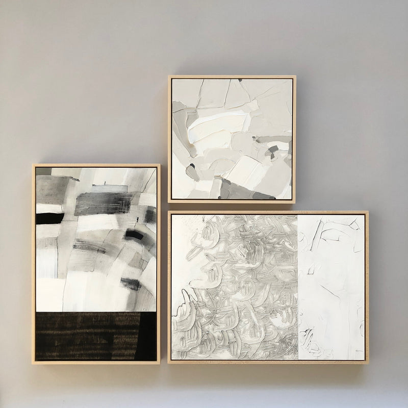 Textural Neutral Abstract Painting, 10x10 inches, Minimal Modern Design, Ninos Studio.