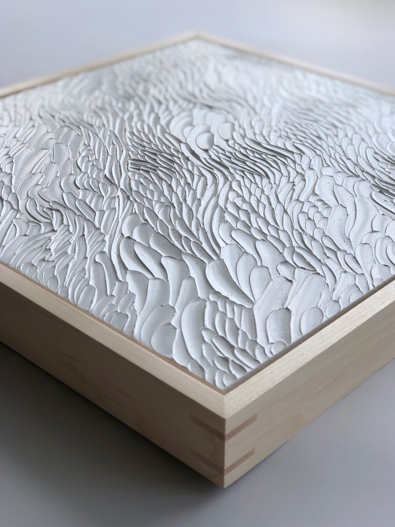 Ninos Studio, Current Series White Abstract Textured Painting.