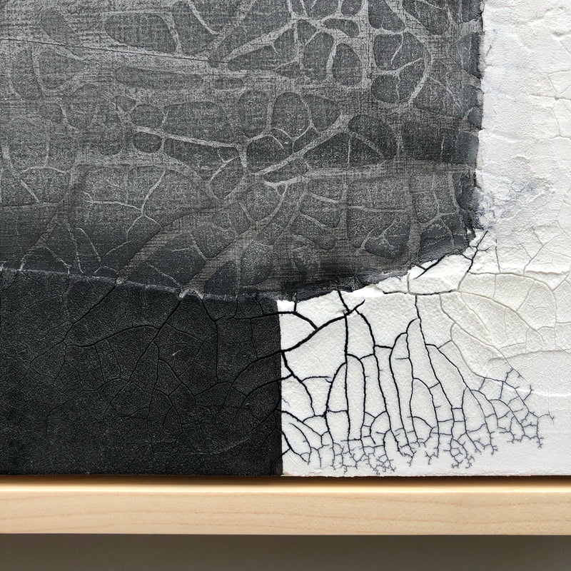 Ninos Studio, Black & White Abstract Textured Painting.
