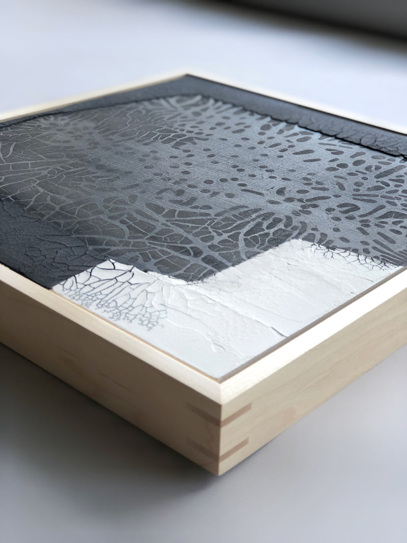 Ninos Studio, Black & White Abstract Textured Painting.