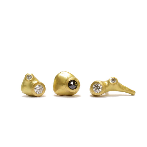 Custom made organic post earrings set of 3. Available at Ninos Studio