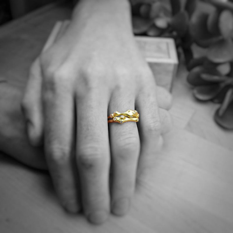 Barnacle Stacking Rings by Johnny Ninos. Available at Ninos Studio.