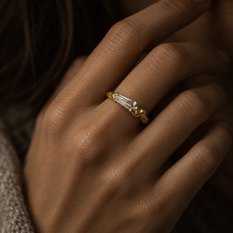 Shield Diamond Stacking Ring