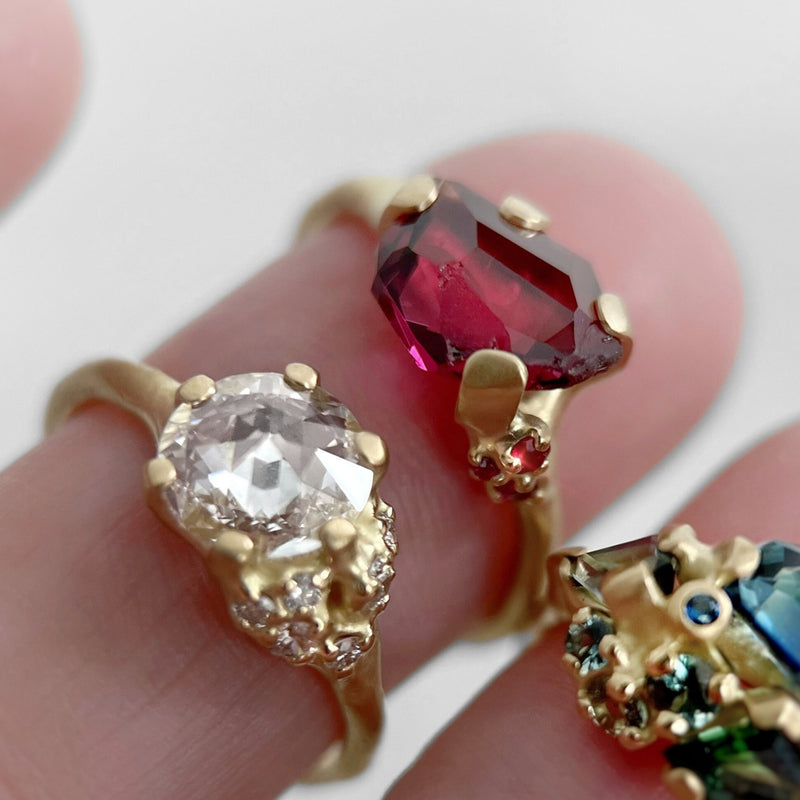 Rhodolite Rough Luxe Ring with Rubies