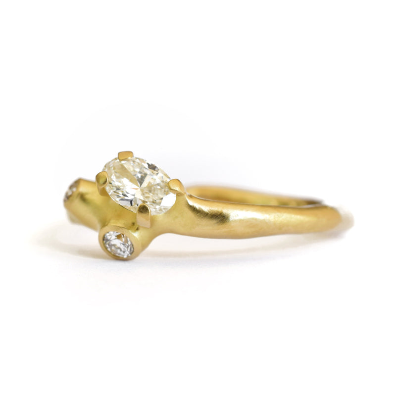 Barnacle Cluster Ring with Oval Diamond Center