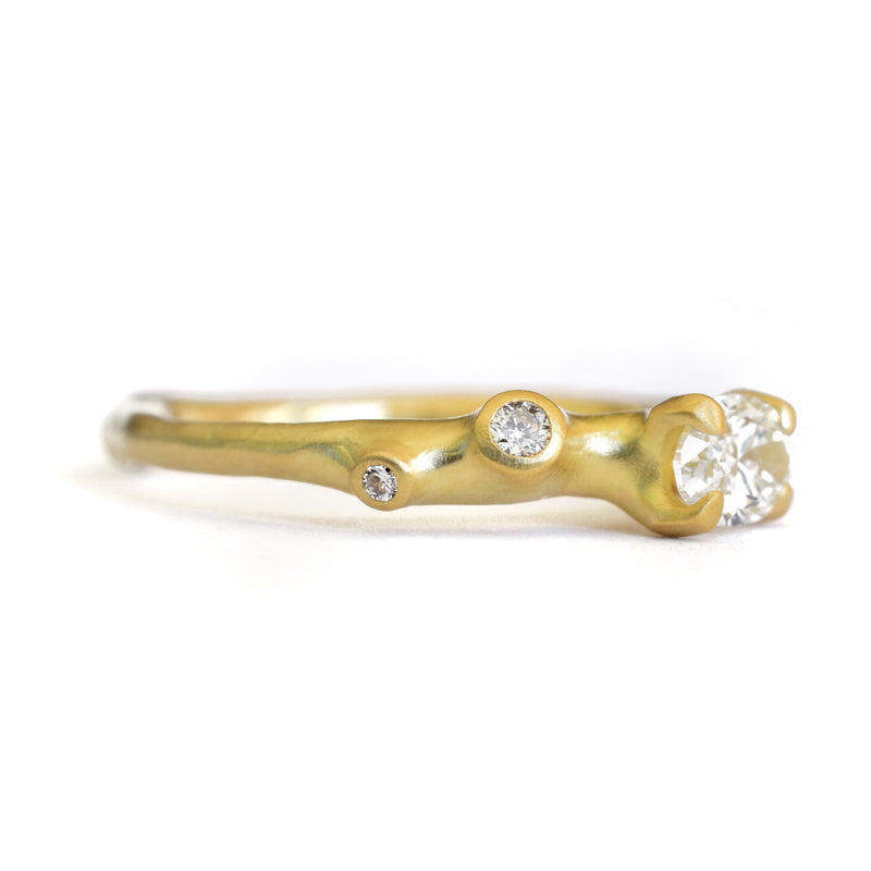 Barnacle Cluster Ring with Oval Diamond Stacker