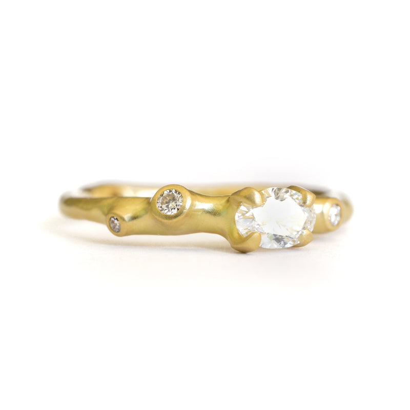 Barnacle Cluster Ring with Oval Diamond Stacker