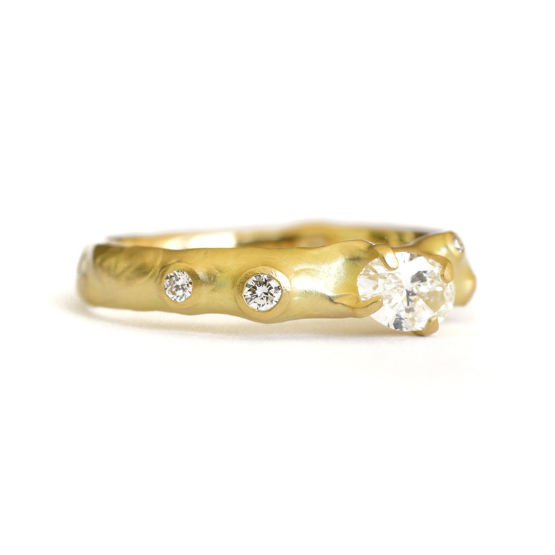 3.25mm Wide Band Cluster Ring with Oval Diamond