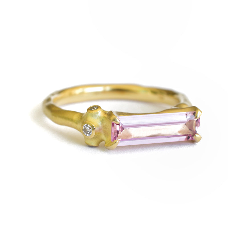 Elongated Pink Sapphire Cluster Ring