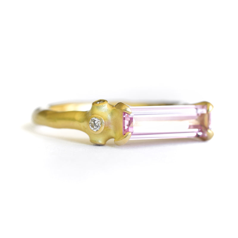 Elongated Pink Sapphire Cluster Ring