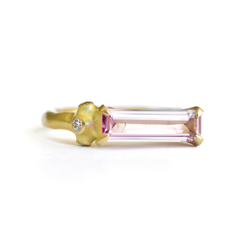 Elongated Pink Sapphire Cluster Ring