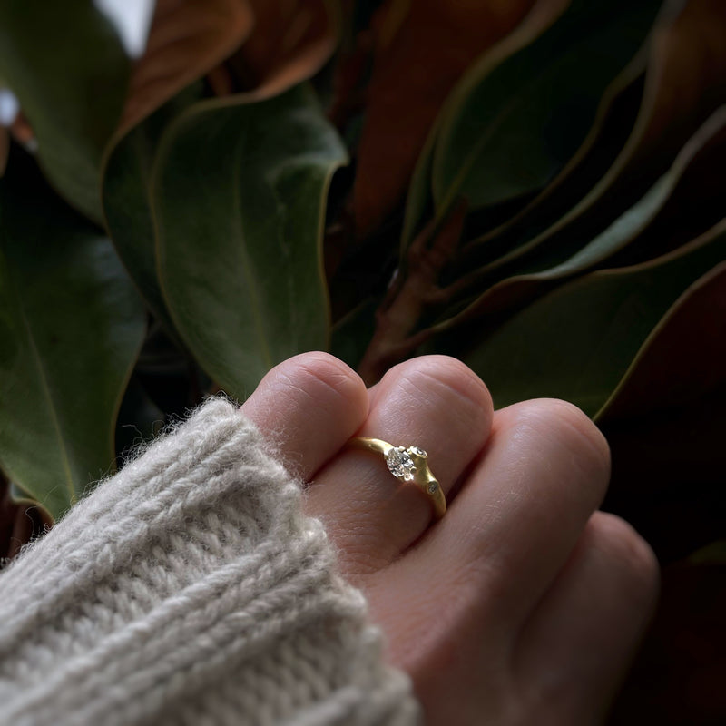 Barnacle Cluster Ring with Oval Diamond Center