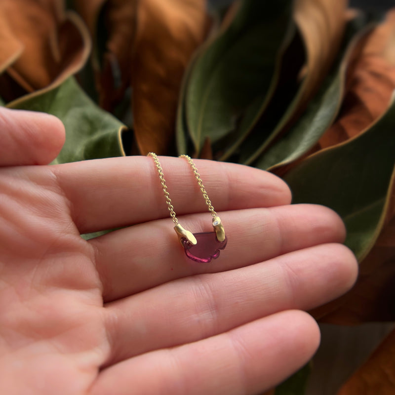 Rhodolite Garnet Rough Luxe Pendant