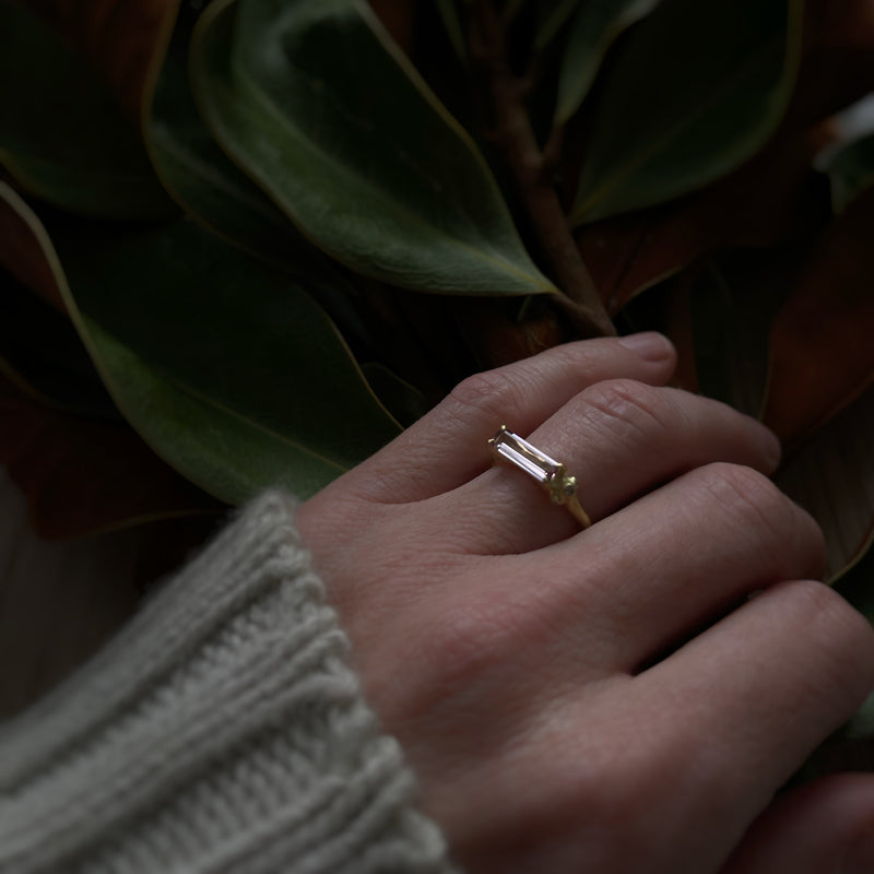 Elongated Pink Sapphire Cluster Ring