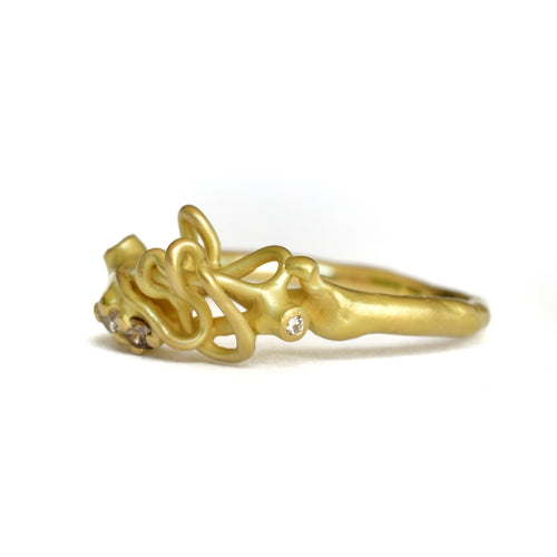 Tideworn Tangle Ring with Champagne Diamonds