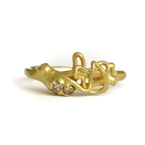 Tideworn Tangle Ring with Champagne Diamonds
