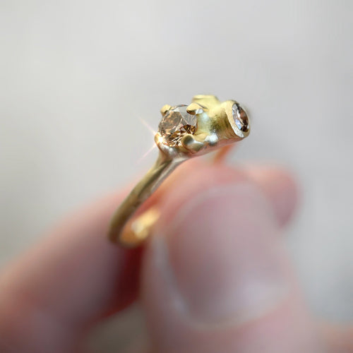 Champagne Diamond Cluster Ring