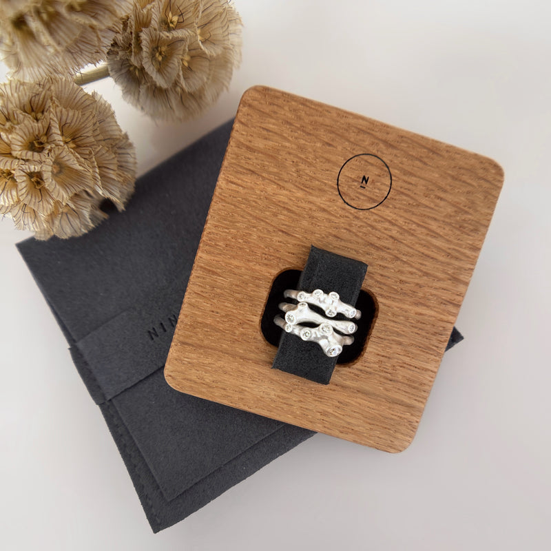 Sterling Silver Barnacle Ring Stack #3