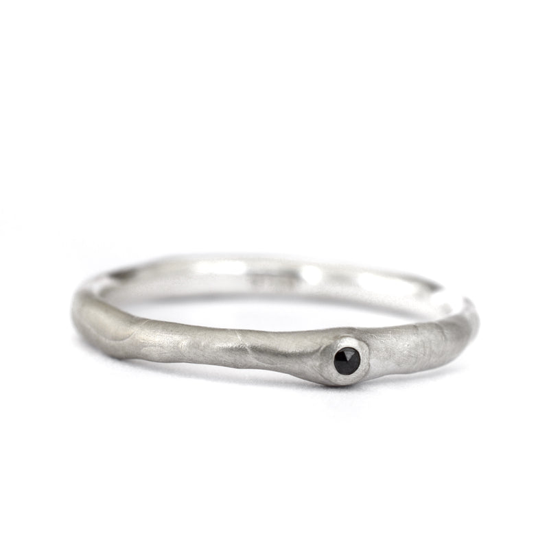 Sterling Silver Stacking Ring with Black Diamond