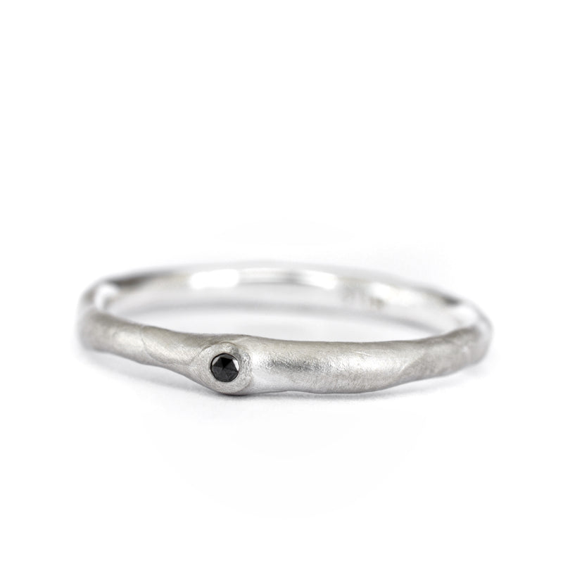 Sterling Silver Stacking Ring with Black Diamond