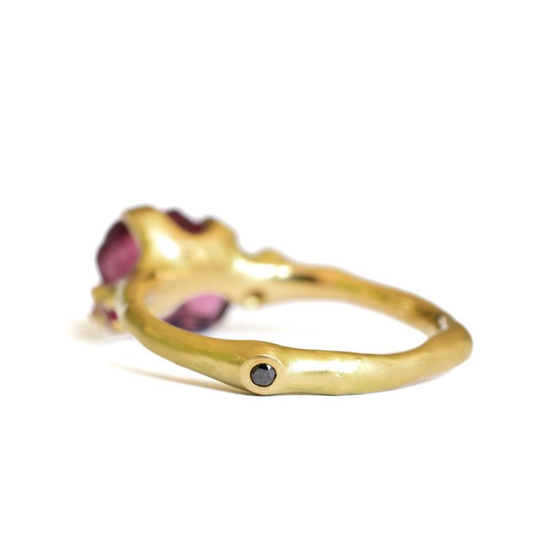Rhodolite Rough Luxe Ring with Rubies