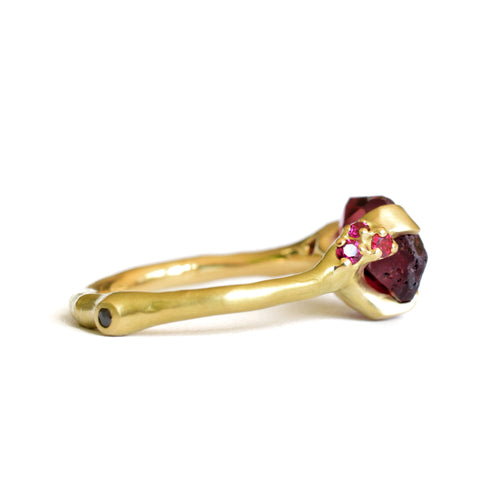 Rhodolite Rough Luxe Ring with Rubies