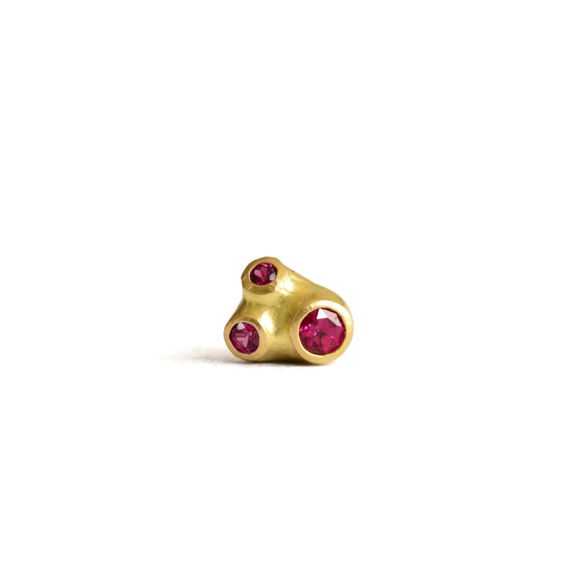 Single Ruby Barnacle Stud Earring (B)