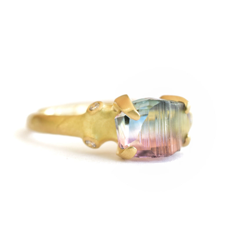 Watermelon Tourmaline Rough Luxe Ring