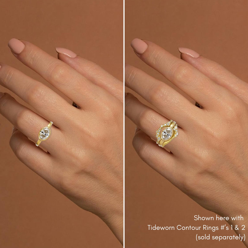 Oval Diamond Solitaire with Square Band