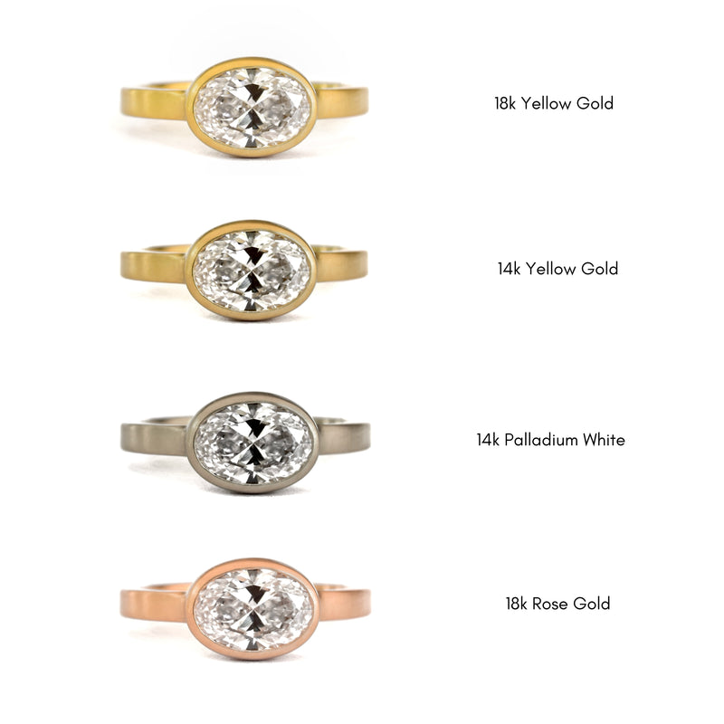 Oval Diamond Solitaire with Square Band
