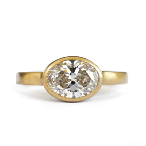 Oval Diamond Solitaire with Square Band