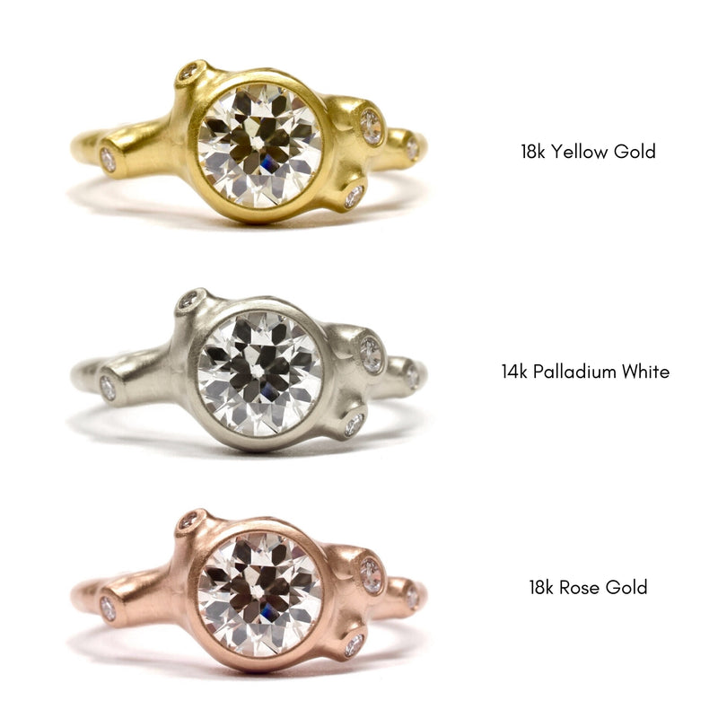 Ninos Studio Bespoke Engagement Rings - Bezel Set with Organic Clusters Metal Color Options