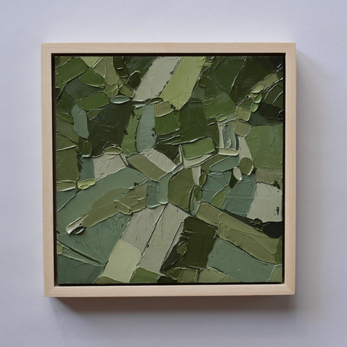 Aerial 3. Textural Mixed Media Painting on Panel in a Maple Frame. Ninos Studio. 