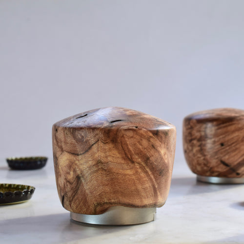 Handcrafted Knob Bottle Opener in Burl Walnut. Ninos Studio. 