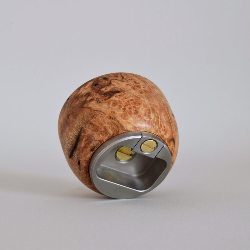 Handcrafted Knob Bottle Opener in Burl Walnut. Ninos Studio. 