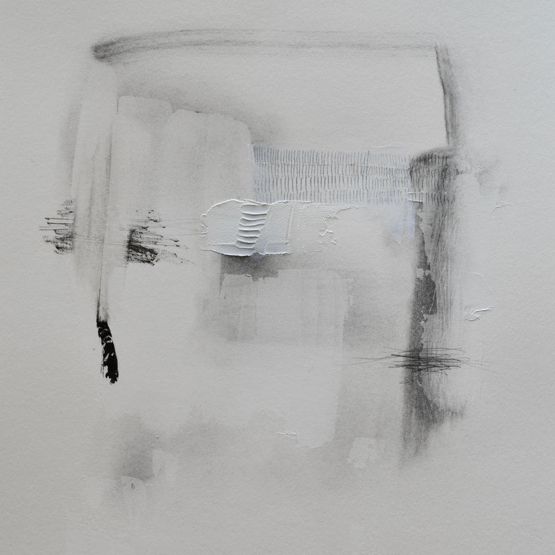 Black & White Mixed Media Abstract Art Drawing Study, 11x14 inches, $75.00. Ninos Studio. Graphite & Acrylic on Paper.