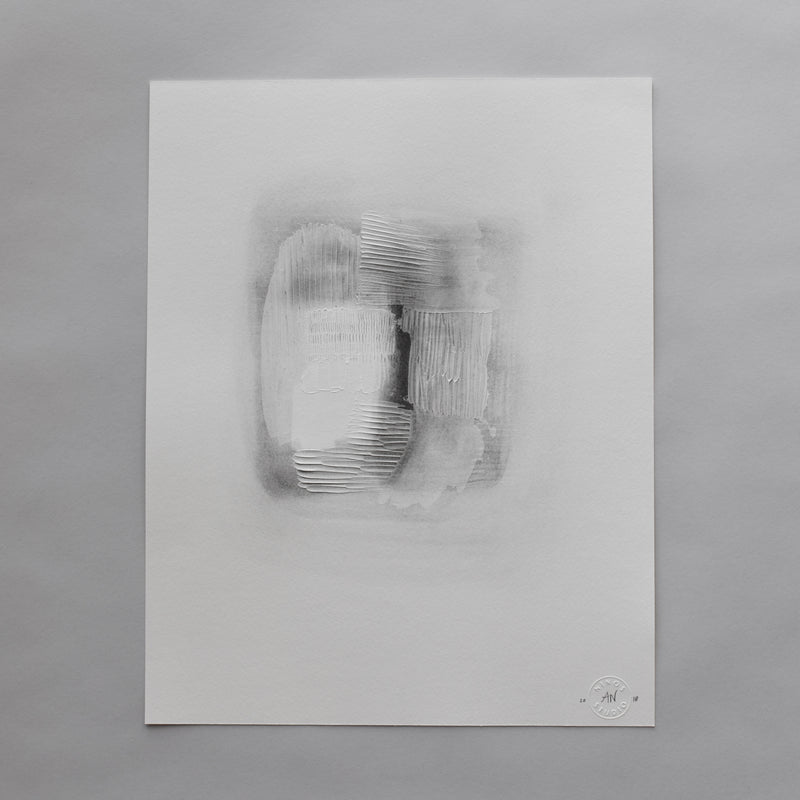 Black & White Mixed Media Abstract Art Drawing Study, 11x14 inches, $75.00. Ninos Studio. Graphite & Acrylic on Paper.